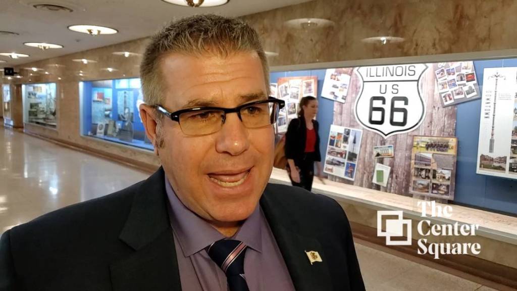 Greg Bishop / The Center Square
State Rep. Darren Bailey, R-Xenia, reacts to a bill to tax ammo 2 percent 