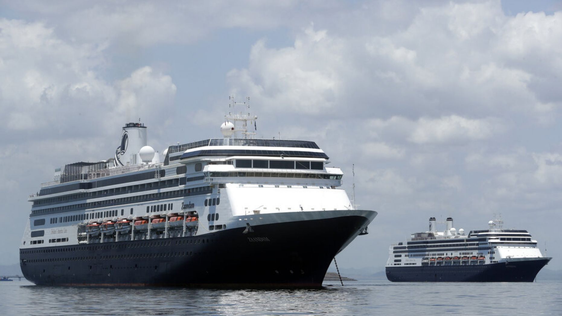 The Zaandam cruise ship, left, us carrying 189 guests and crew (73 and 116, respectively) who reported feeling ill, 