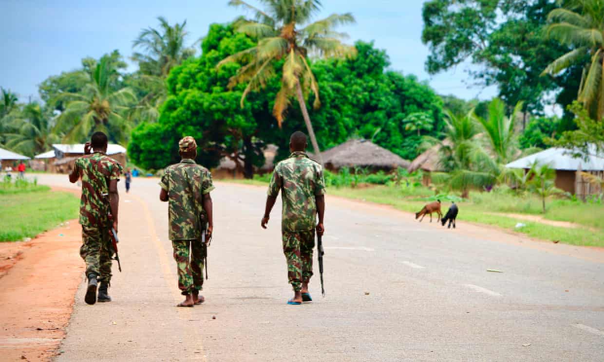 Soldiers from the Mozambican army on patrol amid rising Islamist attacks