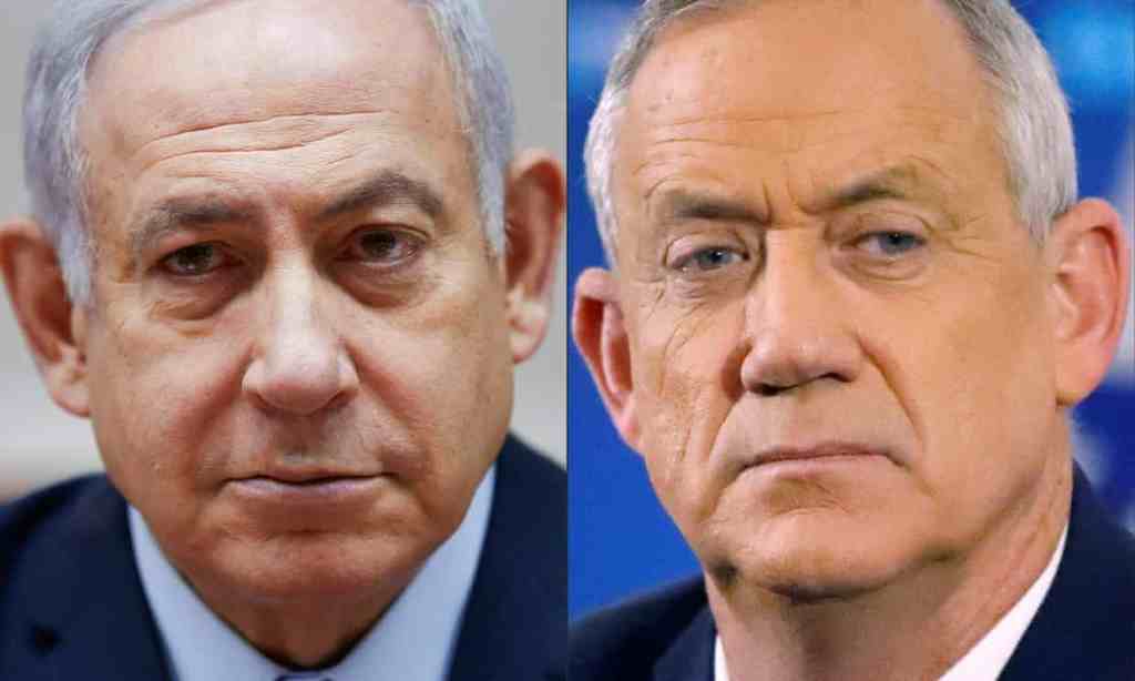 Netanyahu (left) and Gantz. Photograph: Oded Balilty/AFP via Getty Images