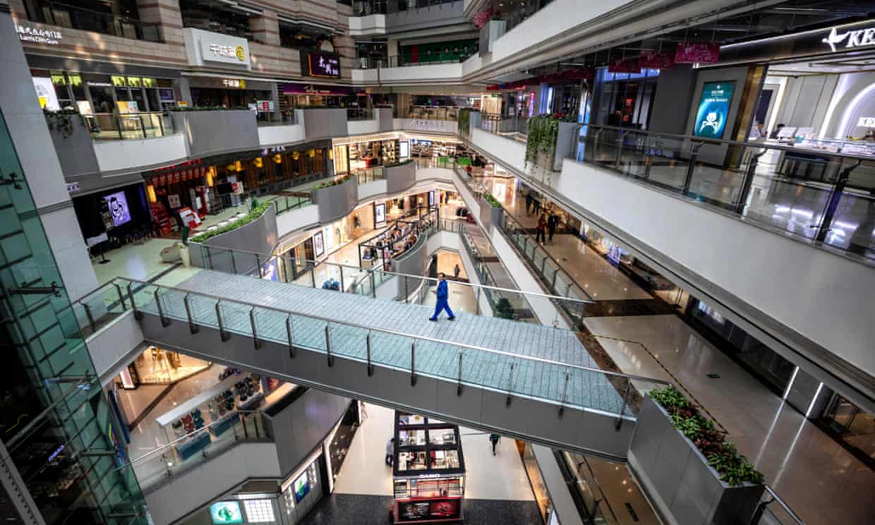 A view of a near-empty shopping mall in Guangzhou, Guangdong province, China. 