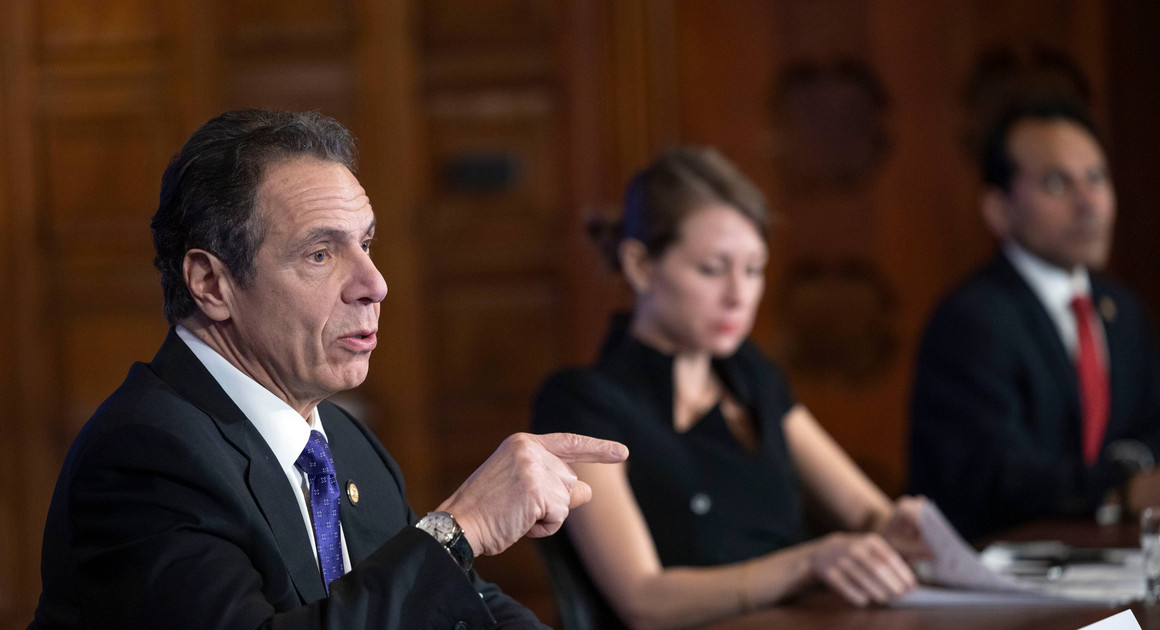Gov. Andrew Cuomo provides a coronavirus update during a press conference