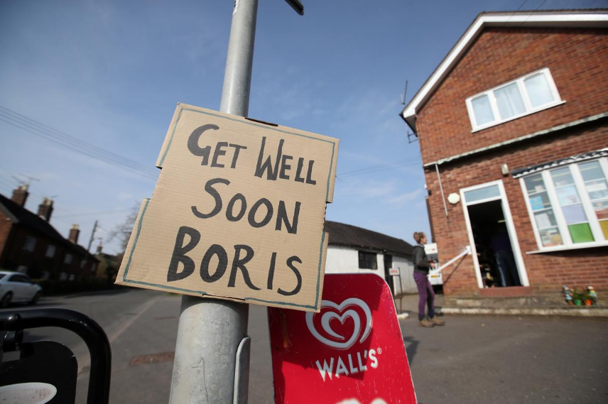 A sign of support for British Prime Minister Boris Johnson, 