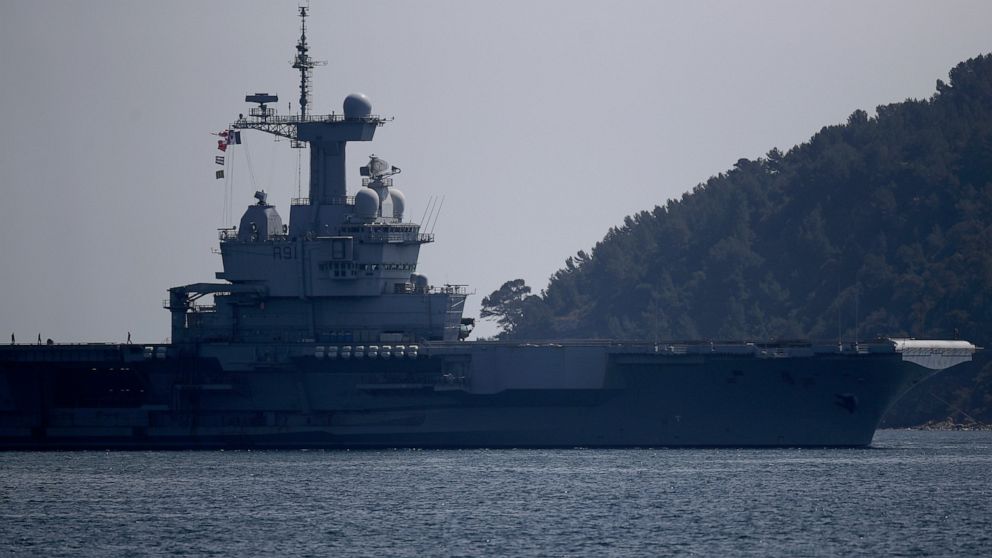 The French aircraft carrier Charles de Gaulle arrives in the bay of Toulon, southern France,