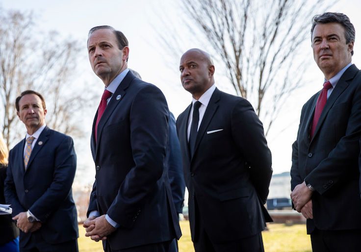 Louisiana Attorney General Jeff Landry, South Carolina Attorney General Alan Wilson, Indiana Attorney General Curtis Hill, and Alabama Attorney General Steve Marshall.