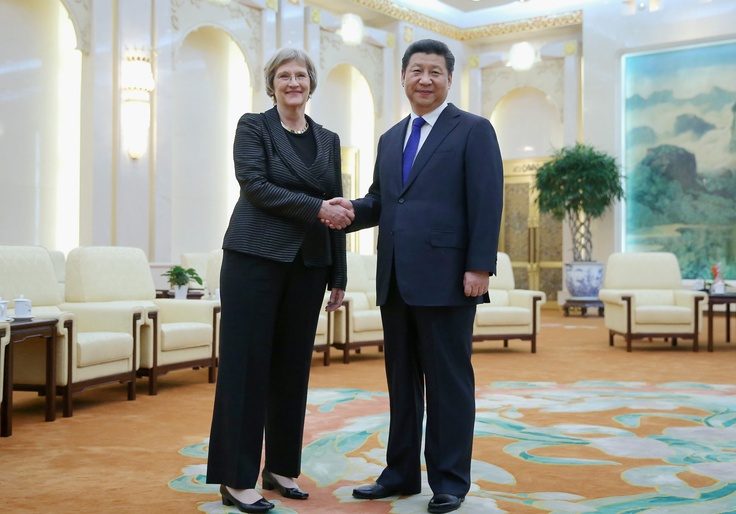 Then-Harvard University president Drew Gilpin Faust and Chinese president Xi Jinping / Getty Images