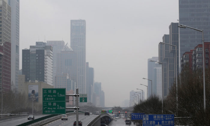 A general view of Jianguo Road in Beijing, China on Feb. 2, 2020. 
