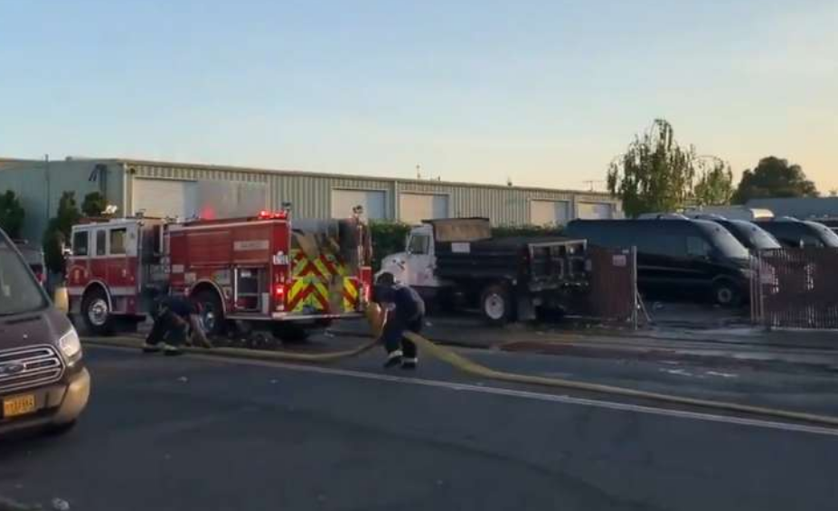 Alameda County Fire Crew on scene after an explosion at a commercial building in San Leandro on the 1700 block of Timothy Street on May 7, 2020.