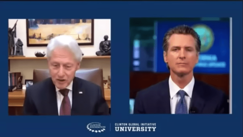Gov. Gavin Newsom on Clinton Global Initiative video conference. (Photo: youtube)