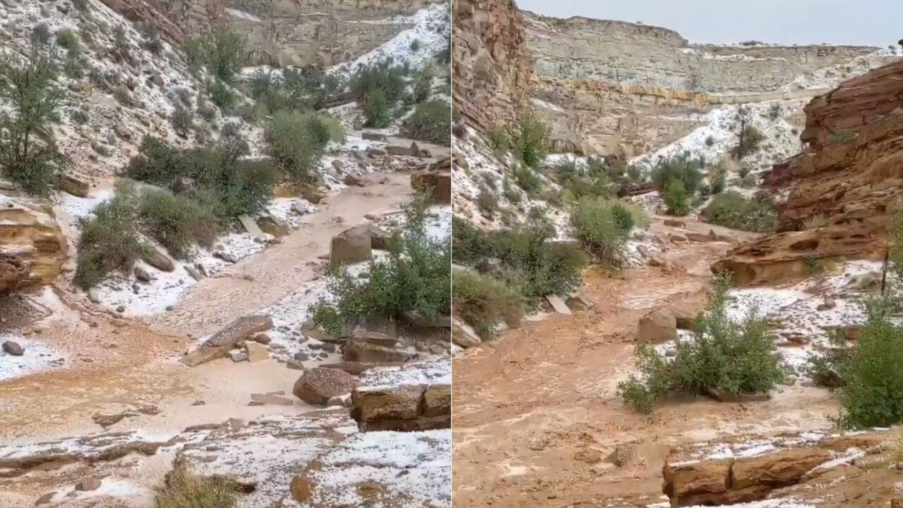 Flooding hit Little Wild Horse Canyon on Monday after an an isolated thunderstorm storm crossed nearby Goblin Valley State Park, 