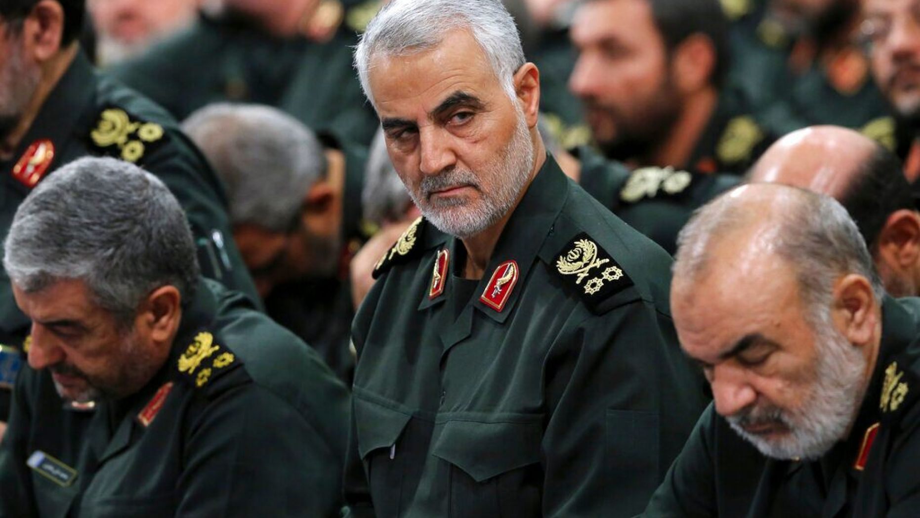 Revolutionary Guard Gen. Qassem Soleimani, center, attends a meeting in Tehran, Iran, in September 2016. 
