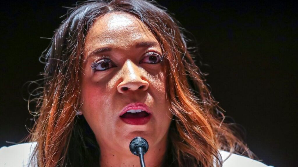 Angela Underwood Jacobs, a Lancaster, Calif., city council member, gives an opening statement during a House Judiciary Committee hearing on proposed changes to police practices and accountability on Capitol Hill, Wednesday, June 10, 2020, in Washington.