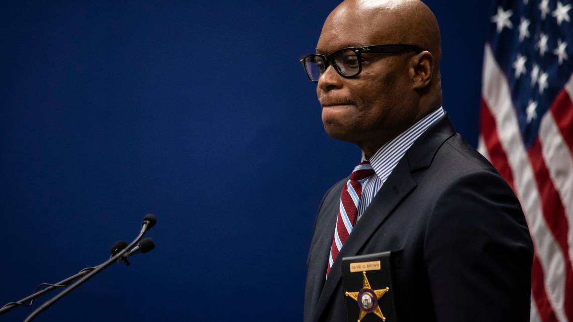 Chicago Police Superintendent David Brown addresses the city's weekend gun violence during a news conference at CPD headquarters, 