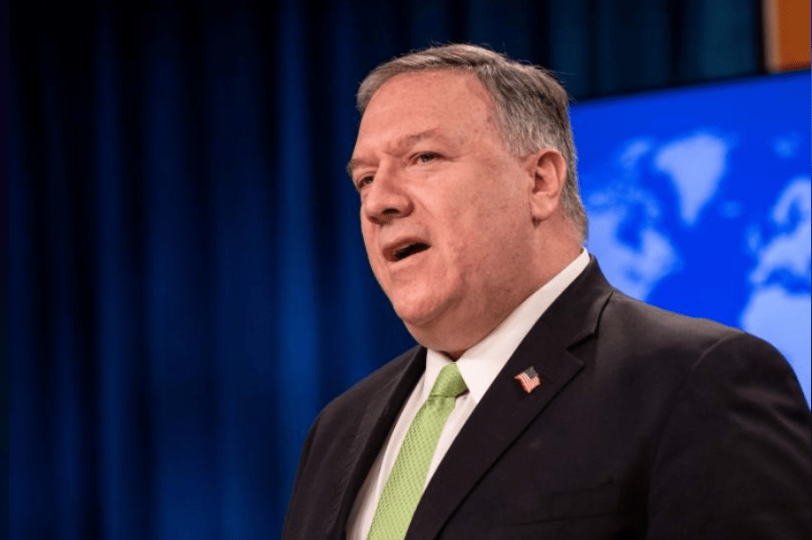 
FILE PHOTO: U.S. Secretary of State Mike Pompeo speaks to the media at the State Department in Washington, DC, U.S., May 20, 2020. 