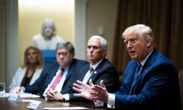 President Donald Trump speaks during a roundtable at the Cabinet Room of the White House in Washington on June 15, 2020.