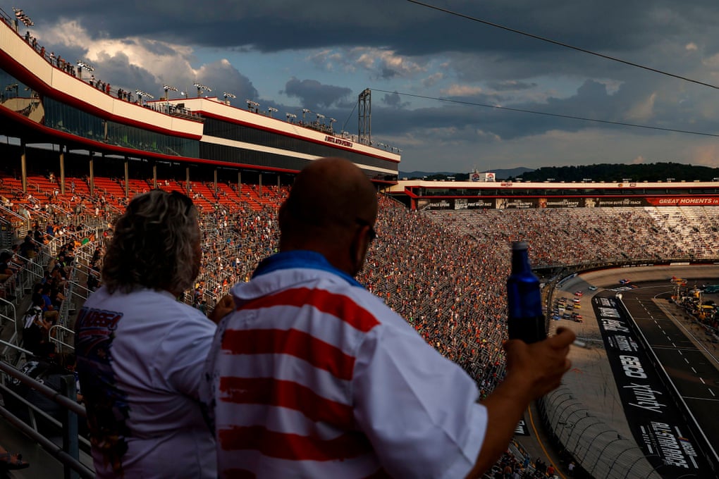 Fans cheer during the Nascar Cup Series All-Star Race at Bristol Motor Speedway on Wednesday night in Tennessee. Nascar allowed up to 30,000 fans to attend the race.