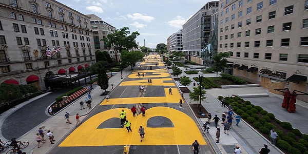 "Black Lives Matter" Painted on street leading to the White House.