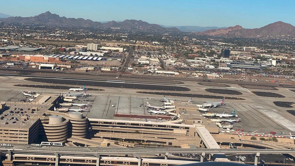Aerial view of Phoenix Sky Harbor International Airport on January 6,