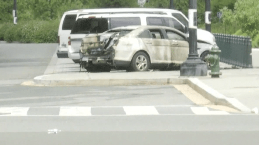 A Supreme Court car was set ablaze on Wednesday afternoon outside the high court and police have a suspect in custody