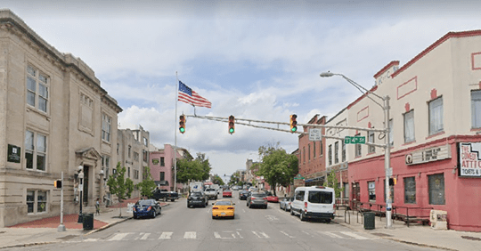 The intersection in Bloomington, Ind., where the car was seen on video driving into two protesters. (Google Maps)