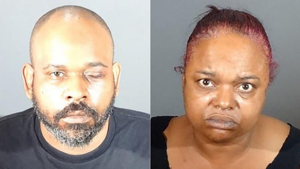 A security guard, Umeir Hawkins (left), shot a man who was not wearing a mask in a supermarket. He has been charged with murder and him and his wife,