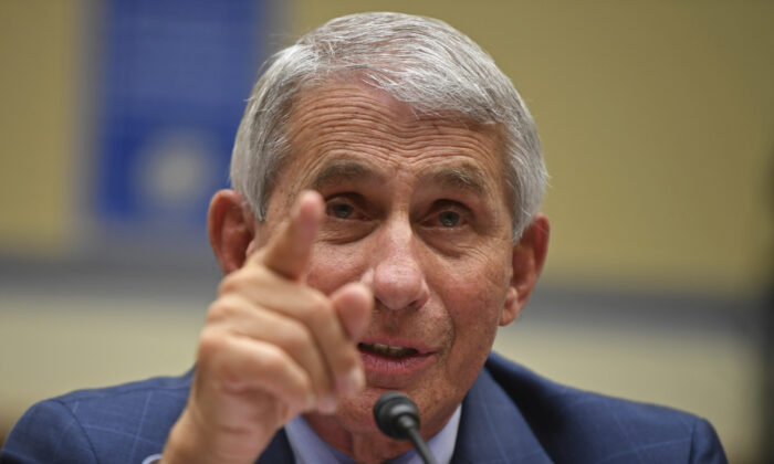 Dr. Anthony Fauci, director of the National Institute for Allergy and Infectious Diseases, testifies during a House Subcommittee hearing on the COVID-19 pandemic on Capitol Hill in Washington, on July 31, 2020.