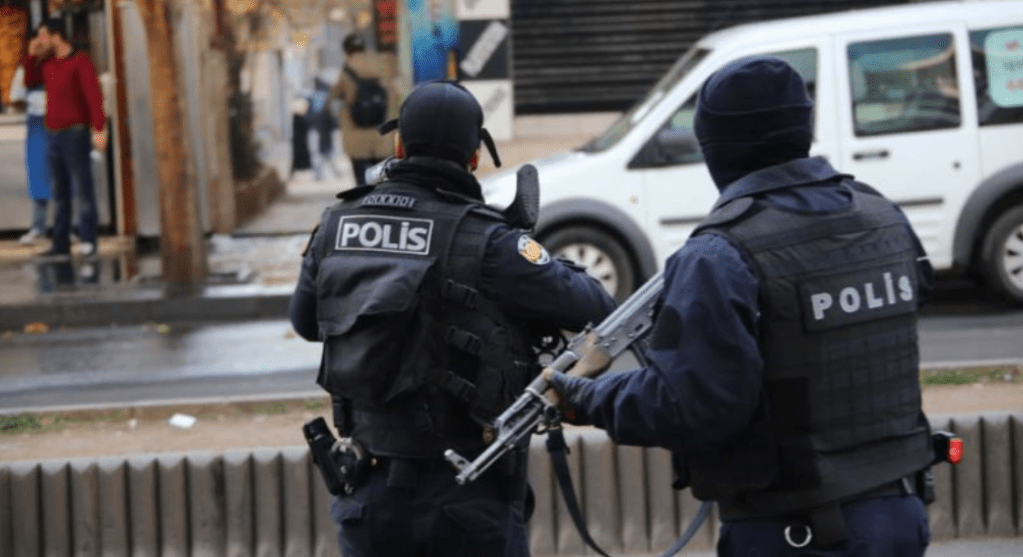 Turkish police forces in Diyarbakır, Turkey.