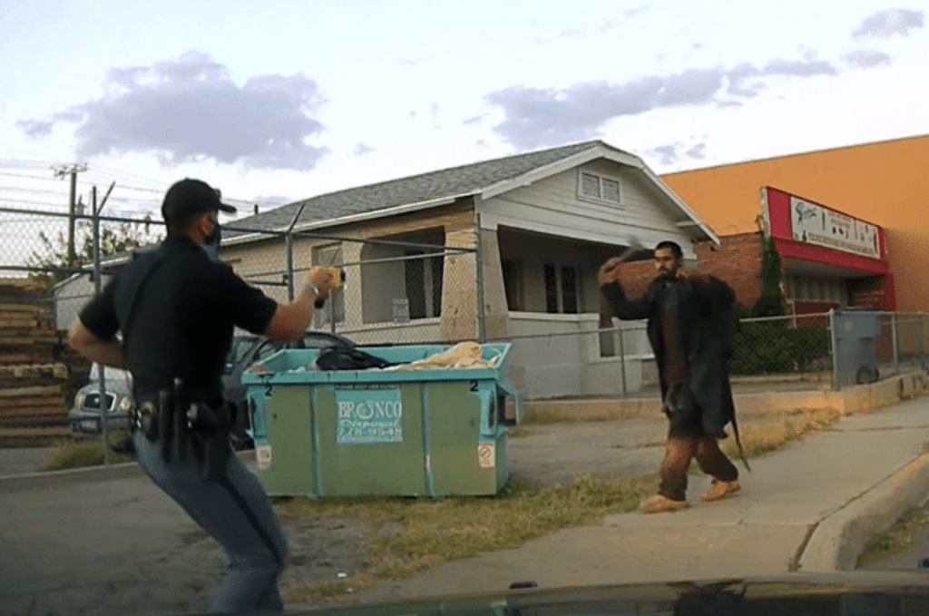 Rodney Raymond Zavala, 29, was arrested Wednesday afternoon after he flung a hatchet at an El Paso Police officer.