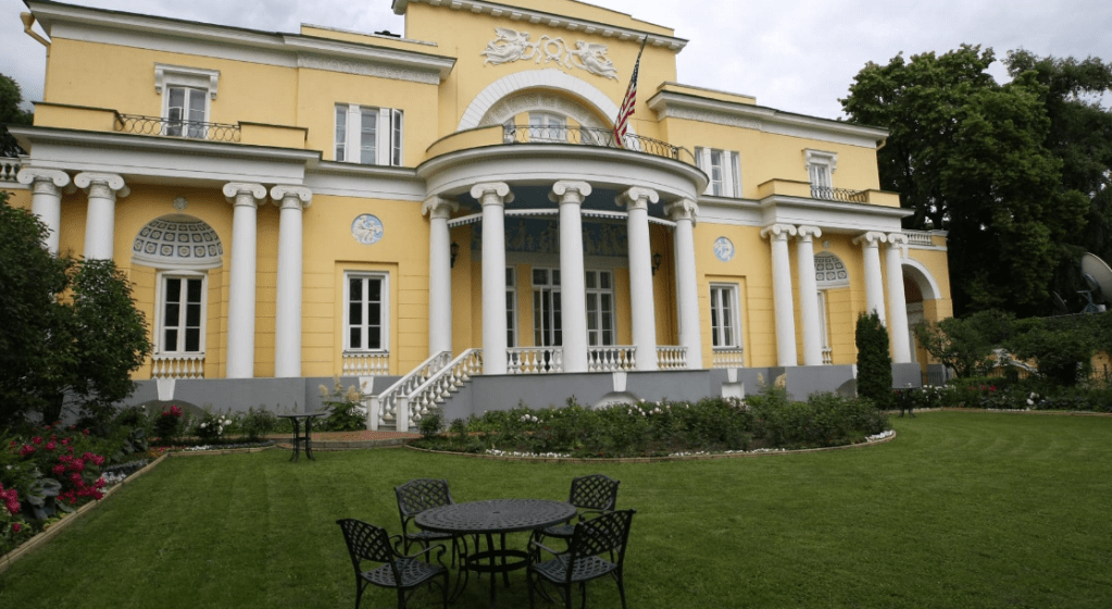 The exterior of Spaso House, residence of U.S. Ambassador in Moscow, Russian Federation.