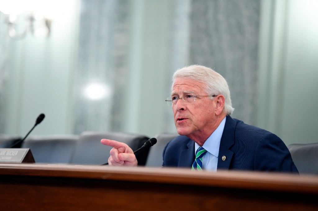 Sen. Roger Wicker speaks during a Senate Commerce, Science, and Transportation committee hearing to examine the Federal Communications Commission.