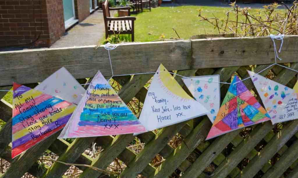 Messages to loved ones tied to the fence of a Derbyshire nursing home. Charities have said Covid restrictions have contributed to a ‘hidden catastrophe’ in care homes.