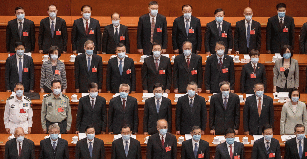 The Chinese Communist Party’s leadership will meet this week to formalize its plans for the next five years. Pictured: Delegates of the Chinese Communist Party meet at the Great Hall of the People in Beijing on May 22.