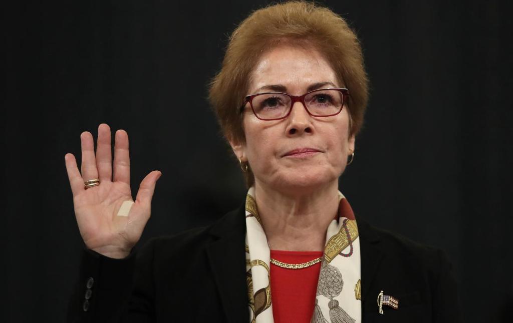 Former Ambassador Marie Yovanovitch testifies during impeachment.
Drew Angerer/Getty Images