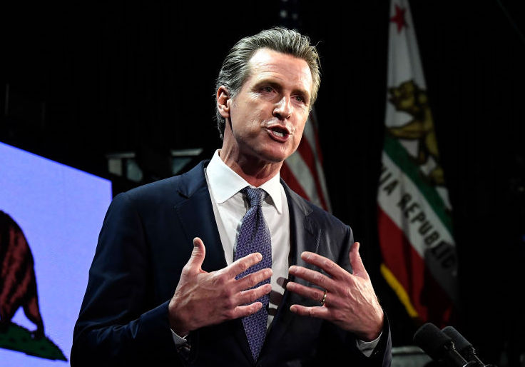LOS ANGELES, CA - NOVEMBER 06: Democratic gubernatorial candidate Gavin Newsom speaks during election night event on November 6, 2018 in Los Angeles, California. (Photo by Kevork Djansezian/Getty Images)