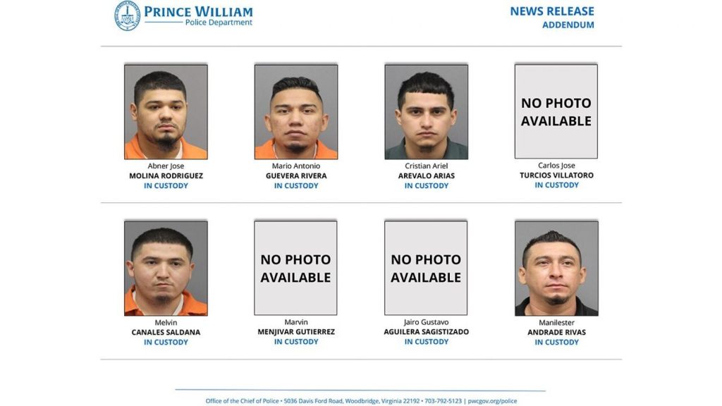 These eight MS-13 gang members were facing murder charges in Virginia, along with four others. The charges were announced Tuesday.