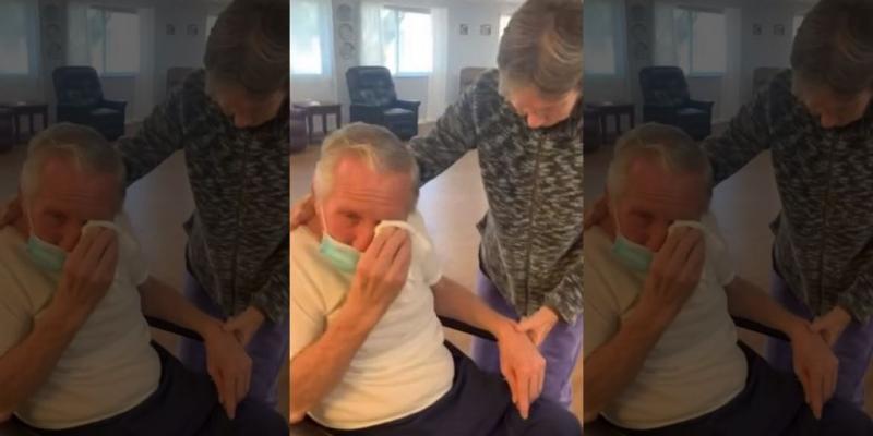 In footage shared to Facebook on Sunday, a Rosecastle employee is seen wheeling Joseph to see Eve, who was caught off guard while waiting in a visiting room.