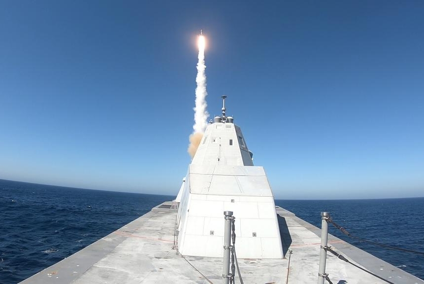 The USS Zumwalt's had its first missile test earlier this month on the Naval Air Weapons Center Weapons Division Sea Test Range, Point Mogu.
