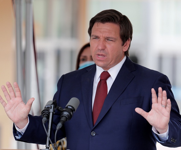 Florida Gov. Ron DeSantis speaks at a news conference in Doral, Fla on May 14, 2020.