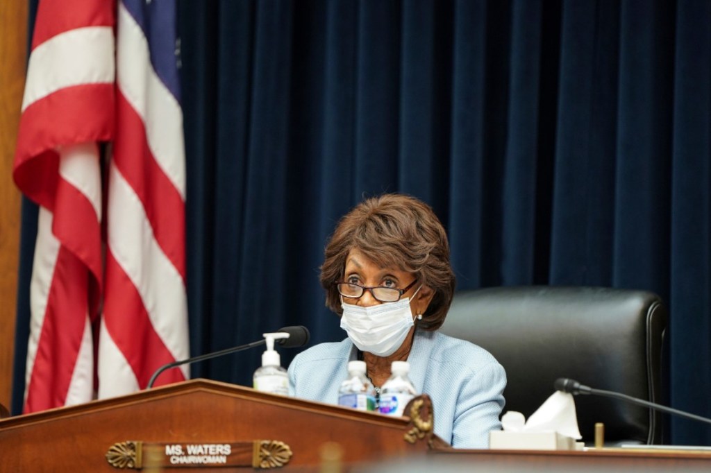 House Financial Services Chair Maxine Waters speaks during a House Financial Services Committee hearing.