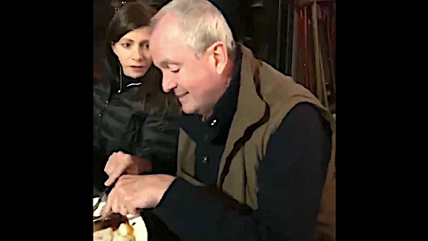 Gov. Phil Murphy, D-N.J., caught on camera with his family without a mask. (Video screenshot)
