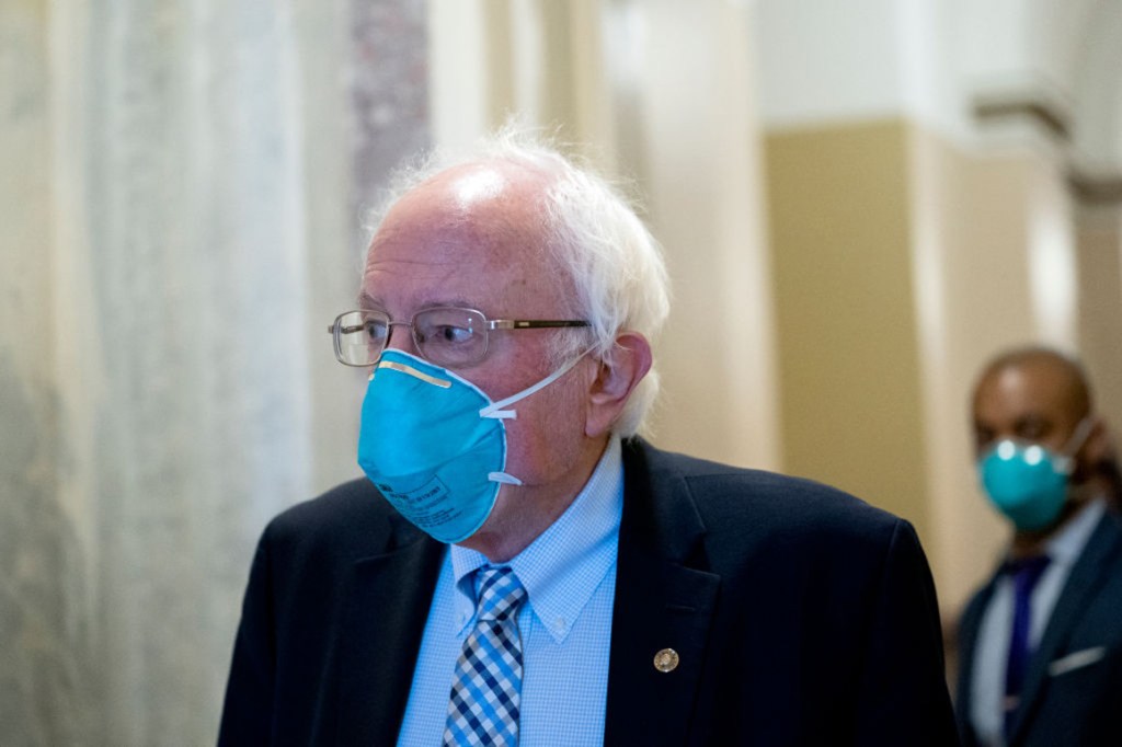 Sen. Bernie Sanders, pictured departing the Capitol on Friday, is urging Democrats to reject a stimulus plan crafted by a bipartisan group of lawmakers. | Stefani Reynolds/Getty Images