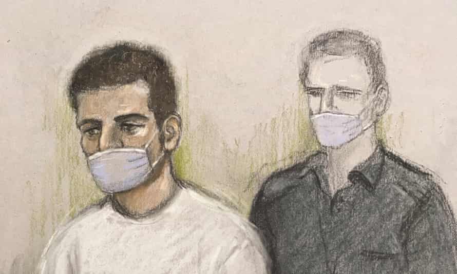 A court artist sketch of Khairi Saadallah in November 2020. Photograph: Elizabeth Cook/PA