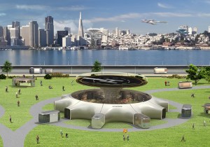 A concept illustration of Hyundai's urban air mobility hub vision. Courtesy Hyundai/via REUTERS