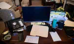 A note left in Nancy Pelosi’s office during the Capitol riot on 6 January.