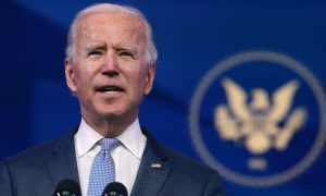 President-elect Joe Biden delivers remarks at The Queen theater in Wilmington, Delaware, on Jan. 6, 2021.