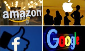 The logos of Big Tech companies Amazon, Apple, Facebook, and Google, in file photos. (Reuters)