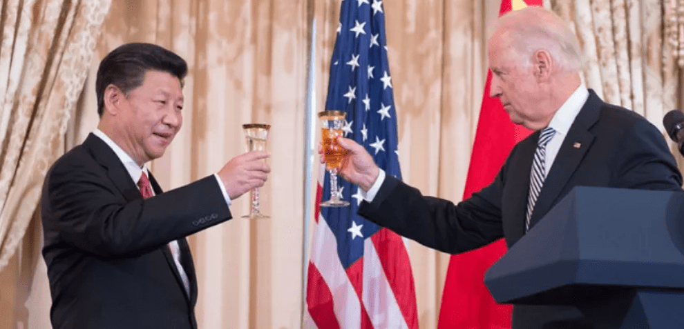 Then-Vice President Joe Biden honors Chinese President Xi Jinping at the U.S. Department of State in Washington, D.C., on Sept. 25, 2015.