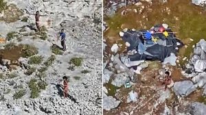 These photos show three Cuban nationals being rescued from a deserted island between Florida and Cuba on Monday.