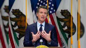 FILE: California Gov. Gavin Newsom outlines his 2021-2022 state budget proposal during a news conference in Sacramento, Calif.