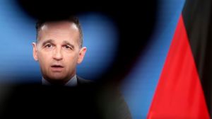 German Foreign Minister Heiko Maas speaks at the foreign ministry in Berlin, Germany, Wednesday, Feb. 24, 2021 prior to his attendance of the virtual human rights council in Geneva, Switzerland.